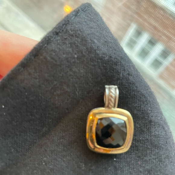 David Yurman 20mm Black Onyx Enhancer Pendant Sterling Silver 18k Gold - Picture 12 of 13